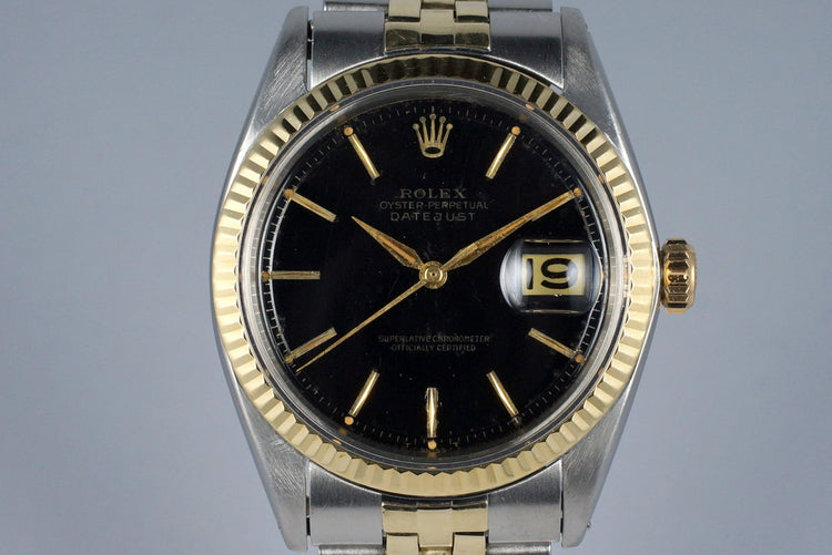 1964 Rolex Two Tone DateJust 1601 Glossy Gilt Black Dial