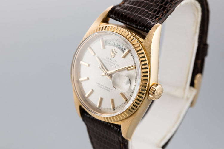 1963 Rolex 18K YG Day-Date 1803 Silver Dial