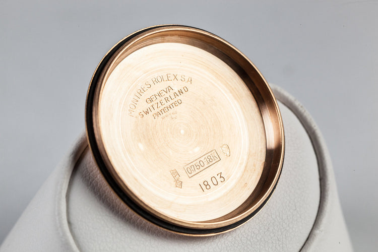 1960 Rolex 18K Rose Gold Day-Date 1803 with Spanish Day Wheel and Oyster Bracelet