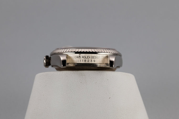 2000 Rolex 18K White Gold Day-Date 118239 Roman Numeral Dial