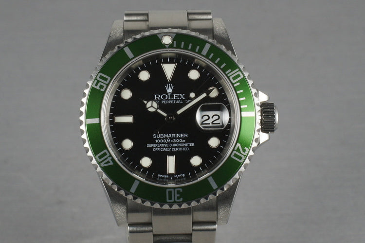 2004 Rolex Green Submariner 16610 LV Mark 1 dial and Mark 2 bezel