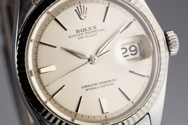 1964 Rolex DateJust 1601 Silver Doorstop Dial with Dauphine Hands