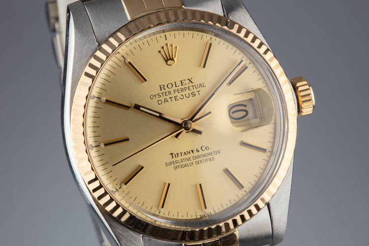 1984 Vintage Rolex Two-Tone DateJust 16013 With Gold "Tiffany & Co." Dial