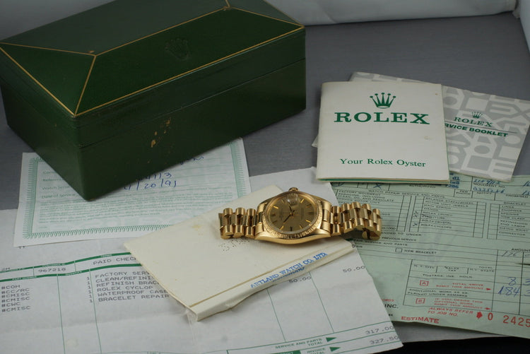 1969 Rolex YG DateJust 1607 with Box and Papers