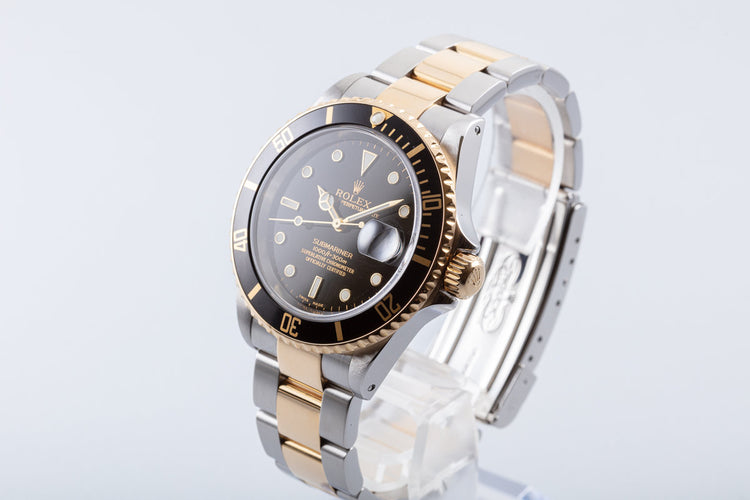 2002 Rolex 18k & Stainless Submariner 16613 Black Dial with Box & Papers