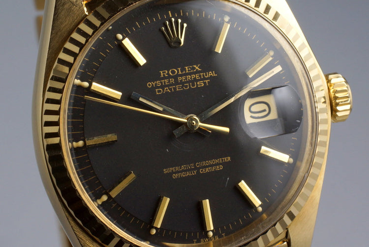 1972 Rolex YG DateJust 1601 Matte Black Dial