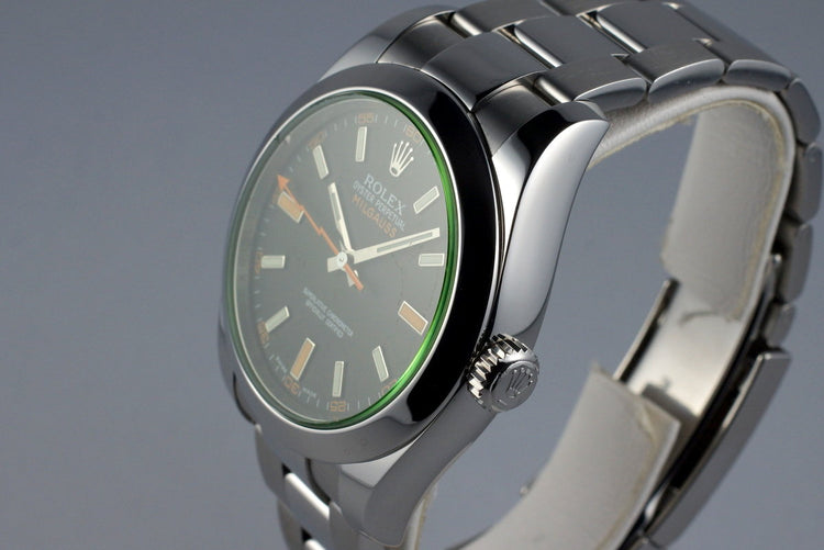 2009 Rolex Milgauss Green 116400V with Box and Papers