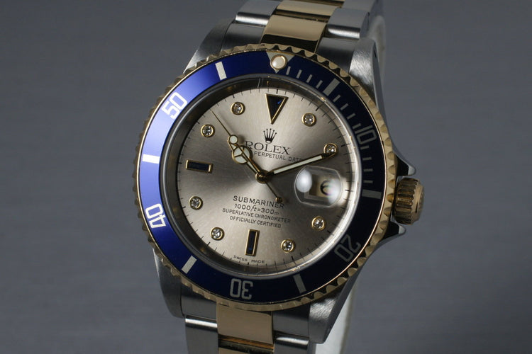 2002 Rolex Two Tone Submariner 16613 Serti Dial