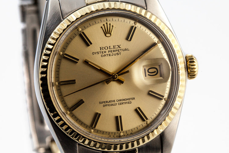 1972 Rolex Two Tone DateJust 1601 Gold Dial with Box and Papers