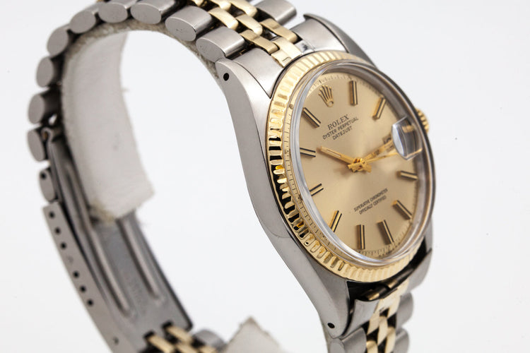 1972 Rolex Two Tone DateJust 1601 Gold Dial with Box and Papers