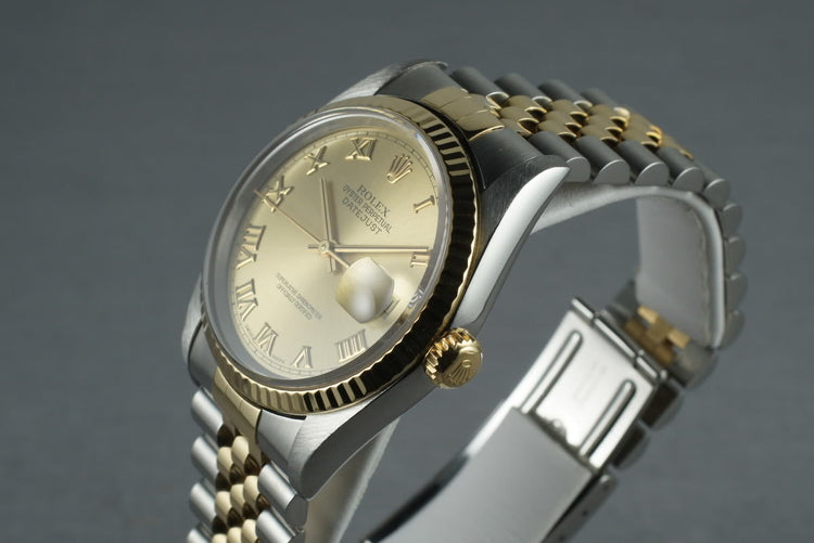 1997 Rolex 18K/Steel Datejust 16233 Champagne Roman Dial