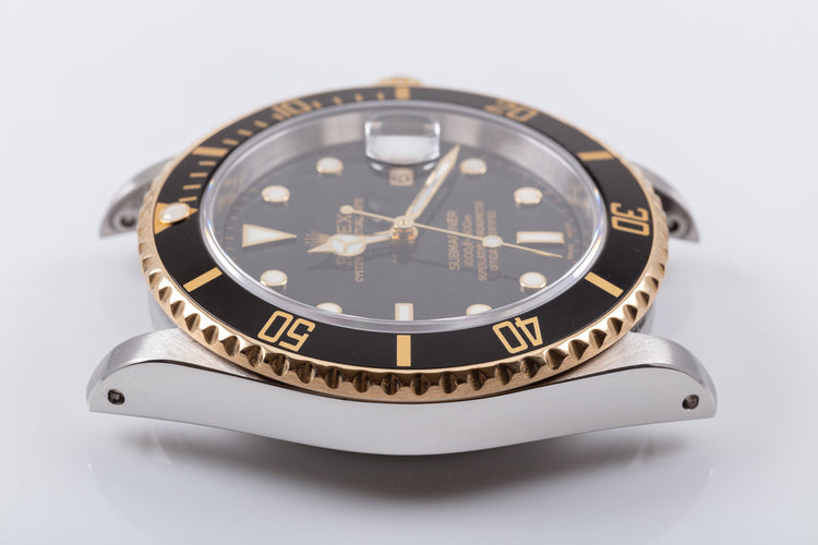 2002 Rolex 18k & Stainless Submariner 16613 Black Dial with Box & Papers