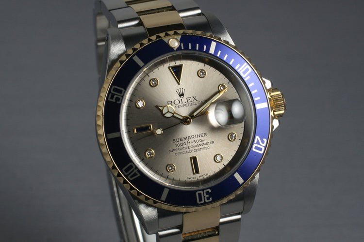 2002 Rolex Two Tone Submariner 16613 Serti Dial