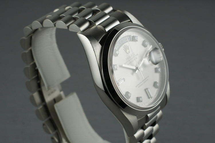 1995 Rolex Platinum Day-Date 18206 Diamond Dial with Box and Papers