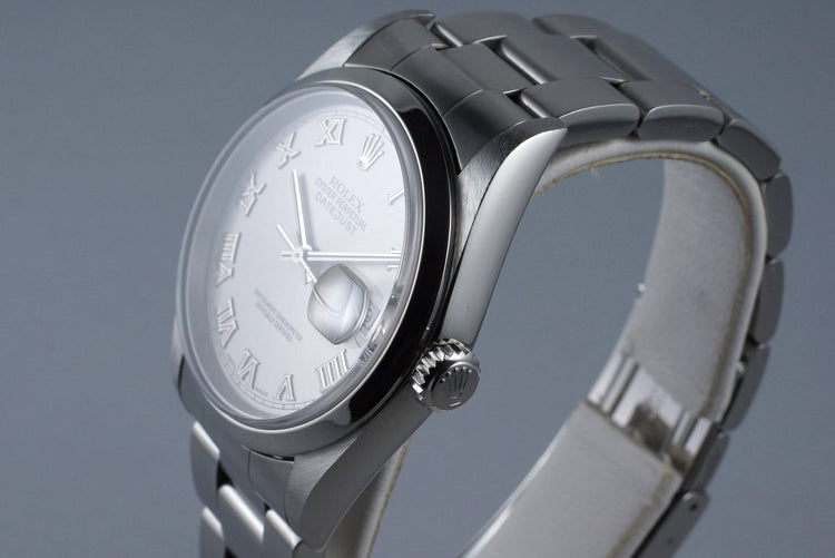 2001 Rolex DateJust 16200 with Silver Roman Dial