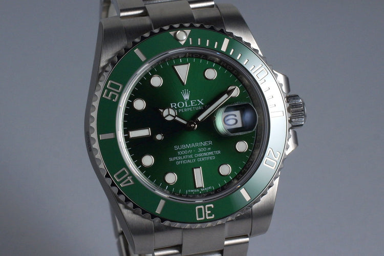 2016 Rolex Green Submariner 116610LV with Box and Papers MINT