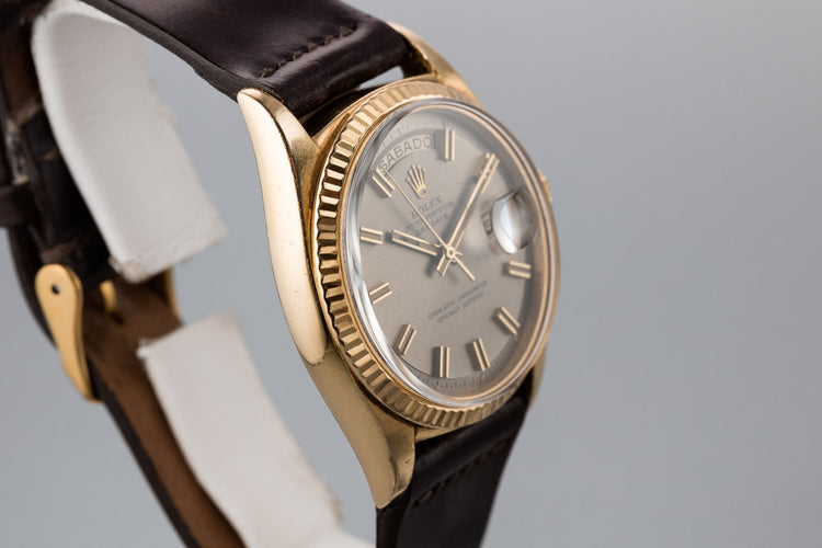 1968 Rolex 18K YG Day-Date 1803 Grey Dial with "Wide Boy" Markers