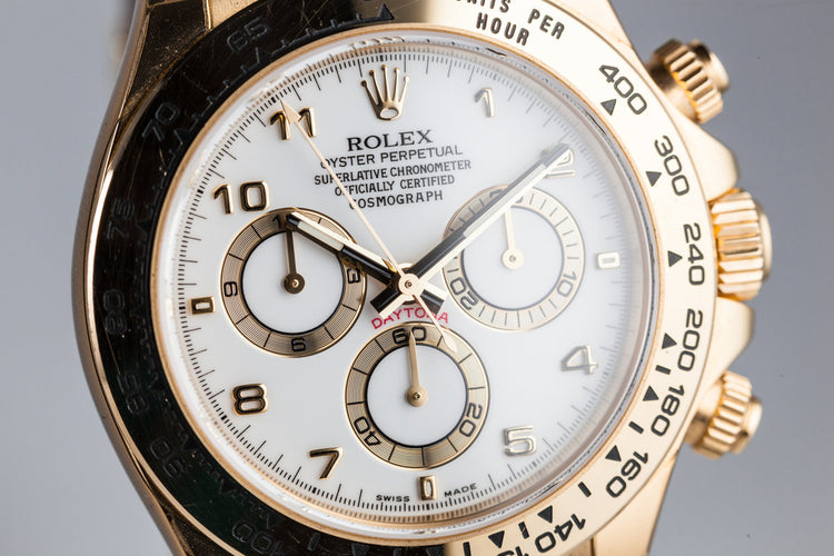2003 Rolex 18K YG Daytona 116518 White Arabic Dial