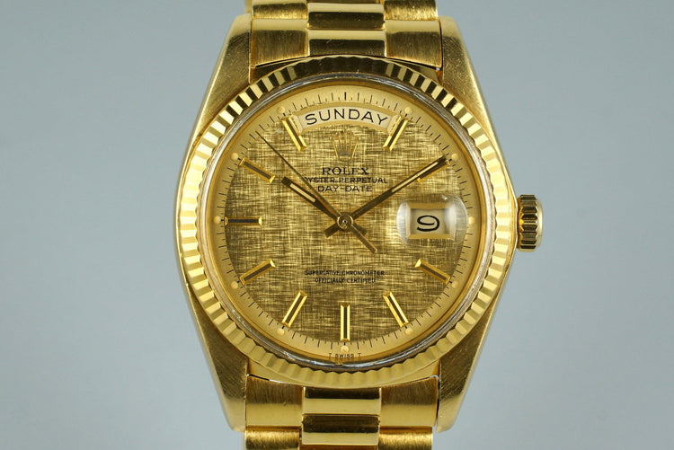 1975 Rolex YG Day-Date 1803 with Champagne Linen Dial