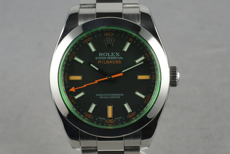 2007 Rolex Milgauss Green 116400GV with Box and Papers
