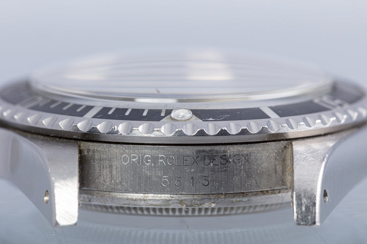 1986 Unpolished Vintage Rolex Submariner 5513 White Gold Surround Dial