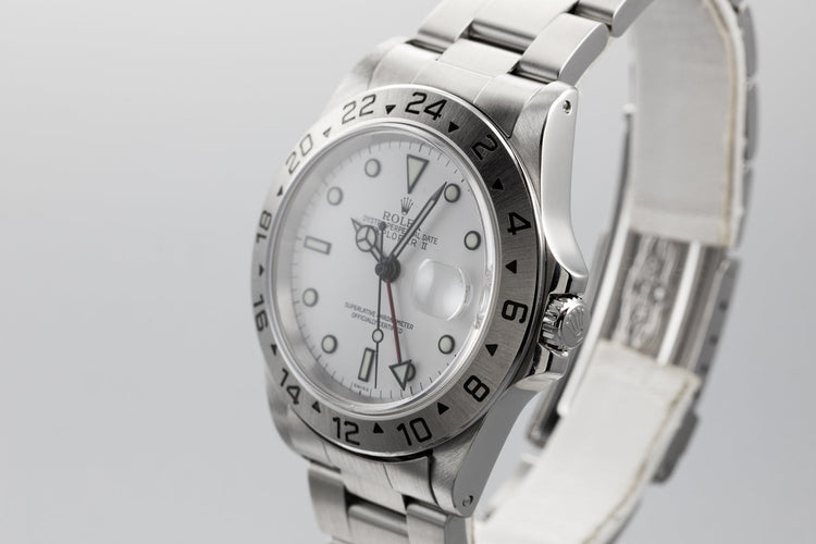1999 Rolex Explorer II 16570 with White SWISS Only Dial