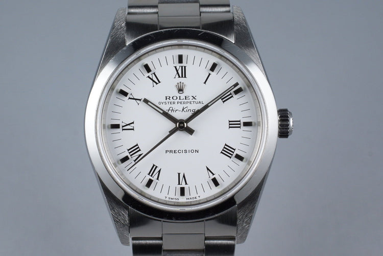 1999 Rolex Air King 14000 White Roman Dial with Box and Papers