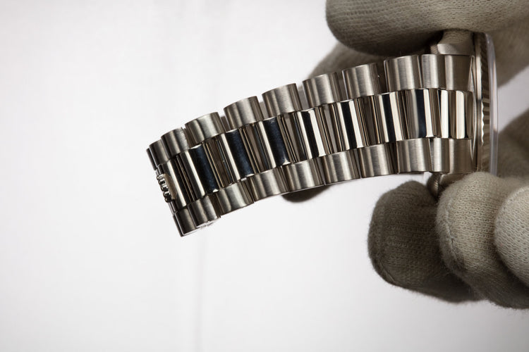 1990 Rolex 18K WG Day-Date 18239 Black Dial with Box and Papers