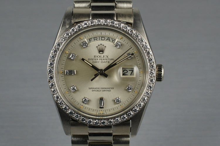 1978 Rolex White Gold Day Date 1803 with Diamond Dial and Bezel