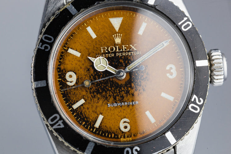 1954 Rolex Submariner Big Crown 6200 with Tropical Explorer 3, 6, 9 Dial and Big Logo Bracelet