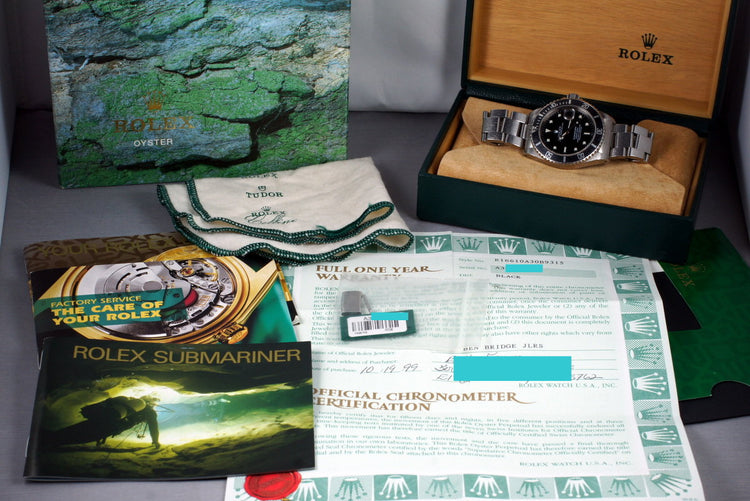 1999 Rolex Submariner 16610 with Box and Papers