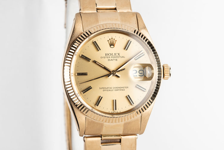 1972 Rolex 18K YG Date 1503 Champagne Dial