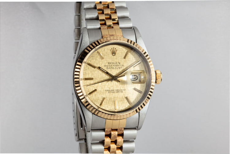 1986 Rolex Two-Tone DateJust 16013 Champagne Linen Dial with Box and Papers