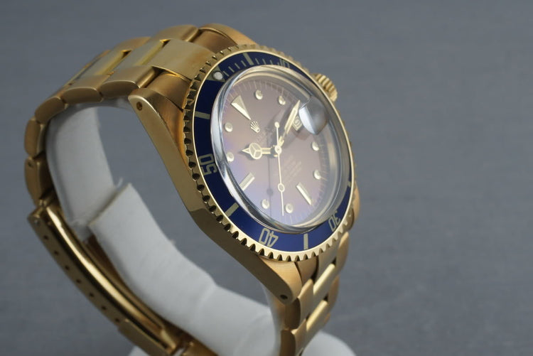 Rolex 18K Yellow Gold Submariner 1680 with Box, Papers, Sales Receipt