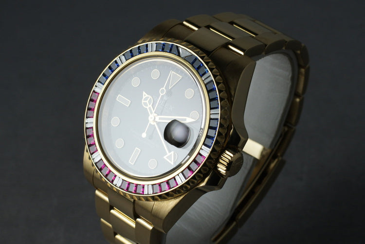 2006 Rolex GMT 18K Dial 116748 with factory Gem “Patriot” Bezel