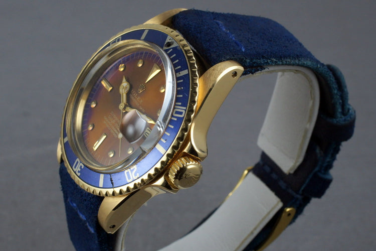 1975 Rolex 18K Yellow Gold Submariner 1680 with Tropical Blue Dial