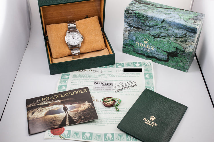 1999 Rolex Explorer II 16570 White SWISS only dial and Box and Papers