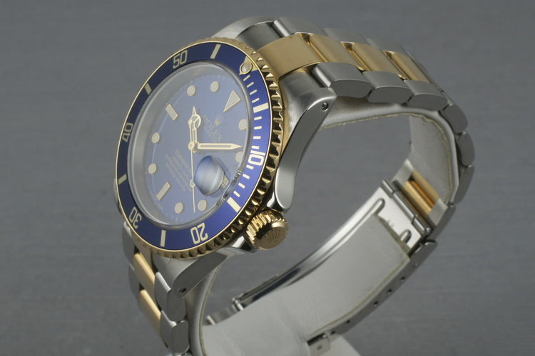 Rolex Submariner 18K/SS Blue Dial 16613 with Box and Papers