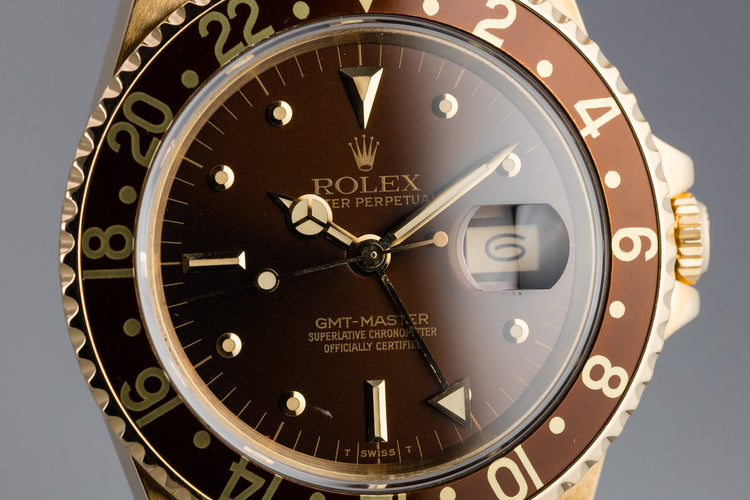 1984 Rolex 18K YG GMT-Master 16758 with Root Beer Nipple Dial