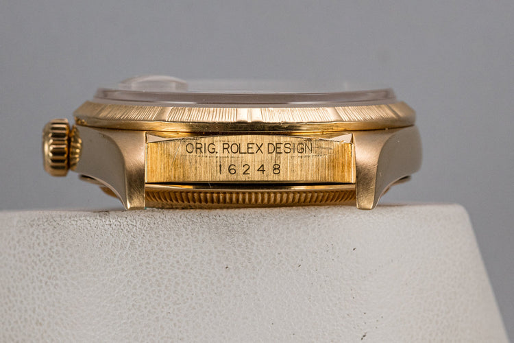 1999 Rolex 18K YG DateJust 16248 "Bark Master" with White Roman Numeral Dial