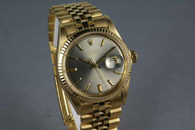 Rolex Datejust 1601 18K with slate gray dial and 18 bracelet