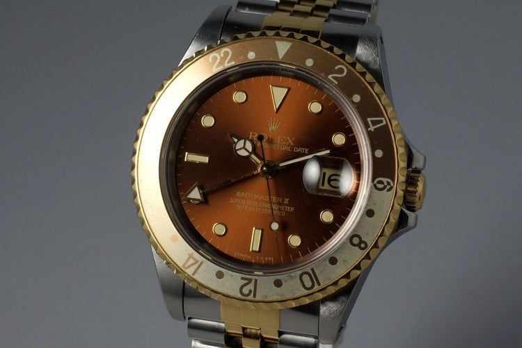 1991 Rolex Two Tone GMT II 16713 Root Beer Dial
