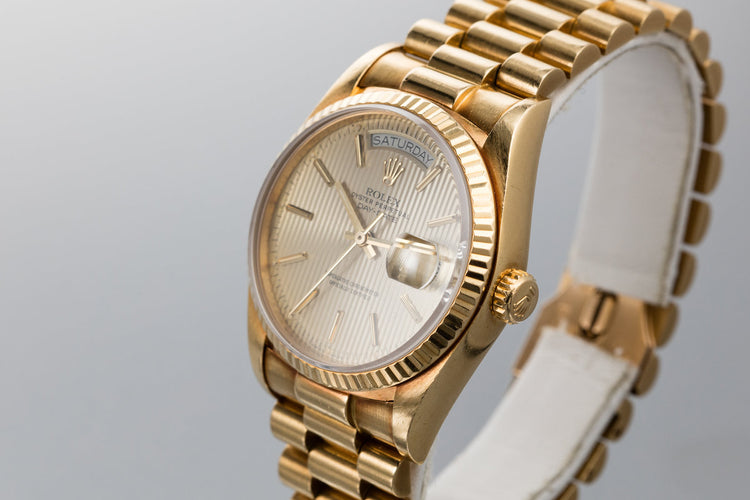 1986 Rolex 18K Day-Date 18038 Tapestry Dial