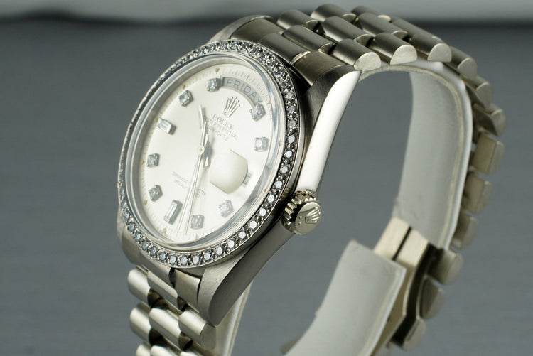 1978 Rolex White Gold Day Date 1803 with Diamond Dial and Bezel
