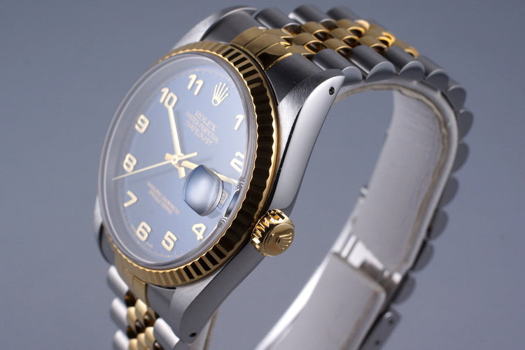 1991 Rolex Two Tone DateJust 16233 Blue Arabic Dial