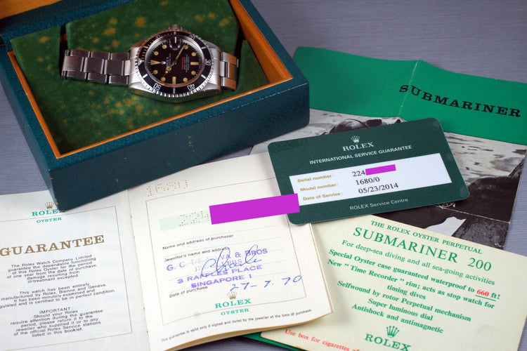 1969 Rolex Red Submariner 1680 Meters First Mark II BROWN Dial with Box and Papers