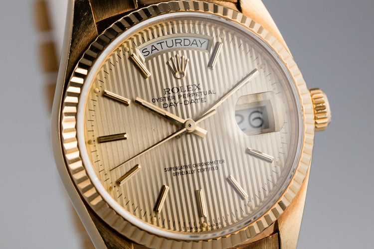 1986 Rolex 18K Day-Date 18038 Tapestry Dial