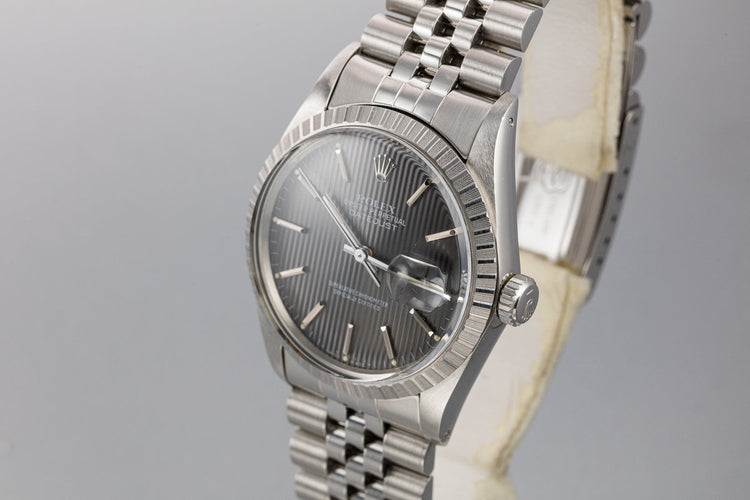 1987 Rolex DateJust 16030 Grey Tapestry Dial with Box and Papers