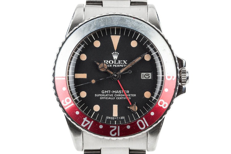 1971 Rolex GMT-Master 1675 with Faded Pepsi insert and No Cyclops Crystal