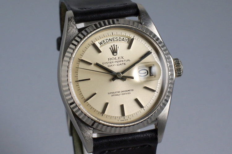 1968 Rolex WG Day-Date 1803 Silver Non-Luminous Dial